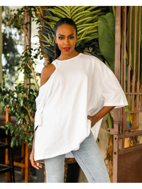 OPEN SHOULDER T-SHIRT